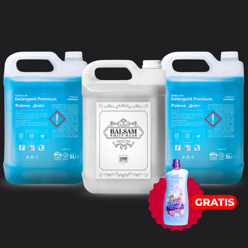 Pachetul cu 2x Detergent Puterea Apelor + 1x Balsam White Musk Deluxe
