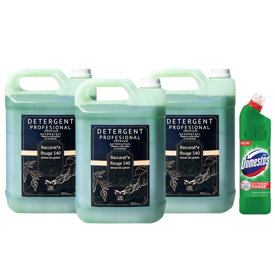 Pachetul cu 3x Detergent Profesional Baccarat + 1x Dezinfectant Toaleta Cadou