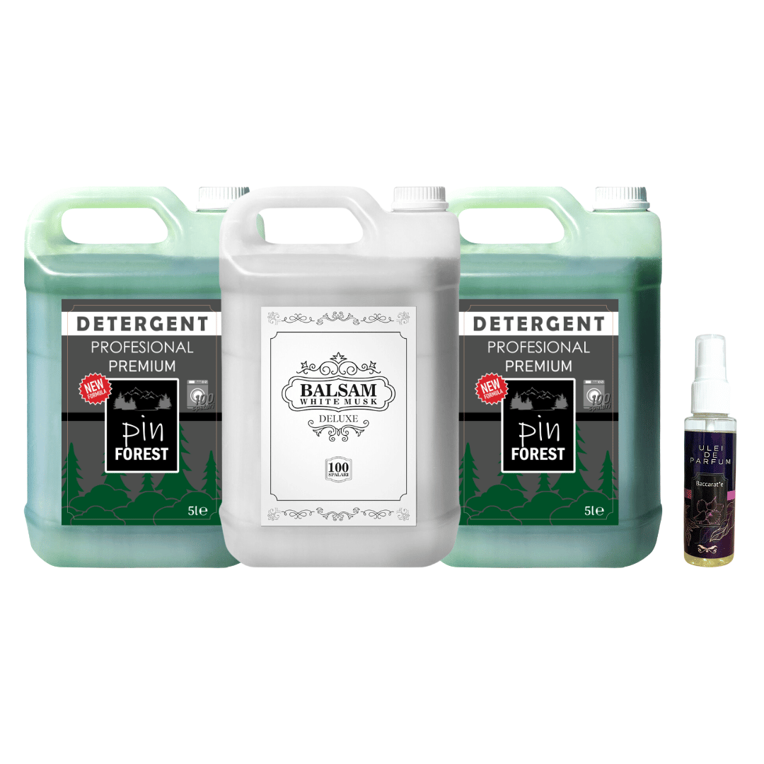Pachetul cu 2x Detergent Profesional Pin Forest + 1x Balsam White Musk Deluxe