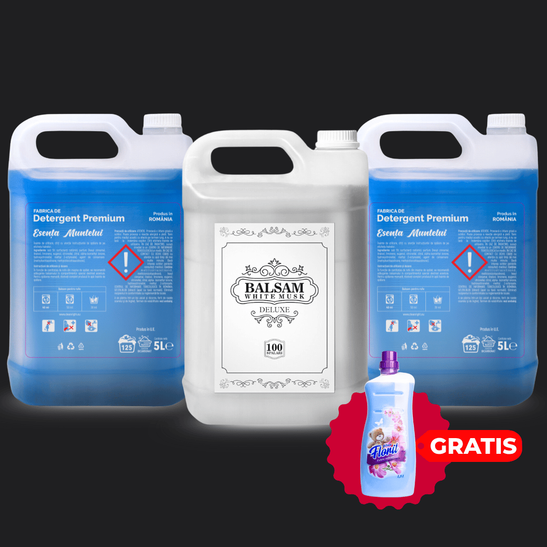 Pachetul cu 2x Detergent Esenta Muntelui + 1x Balsam White Musk Deluxe