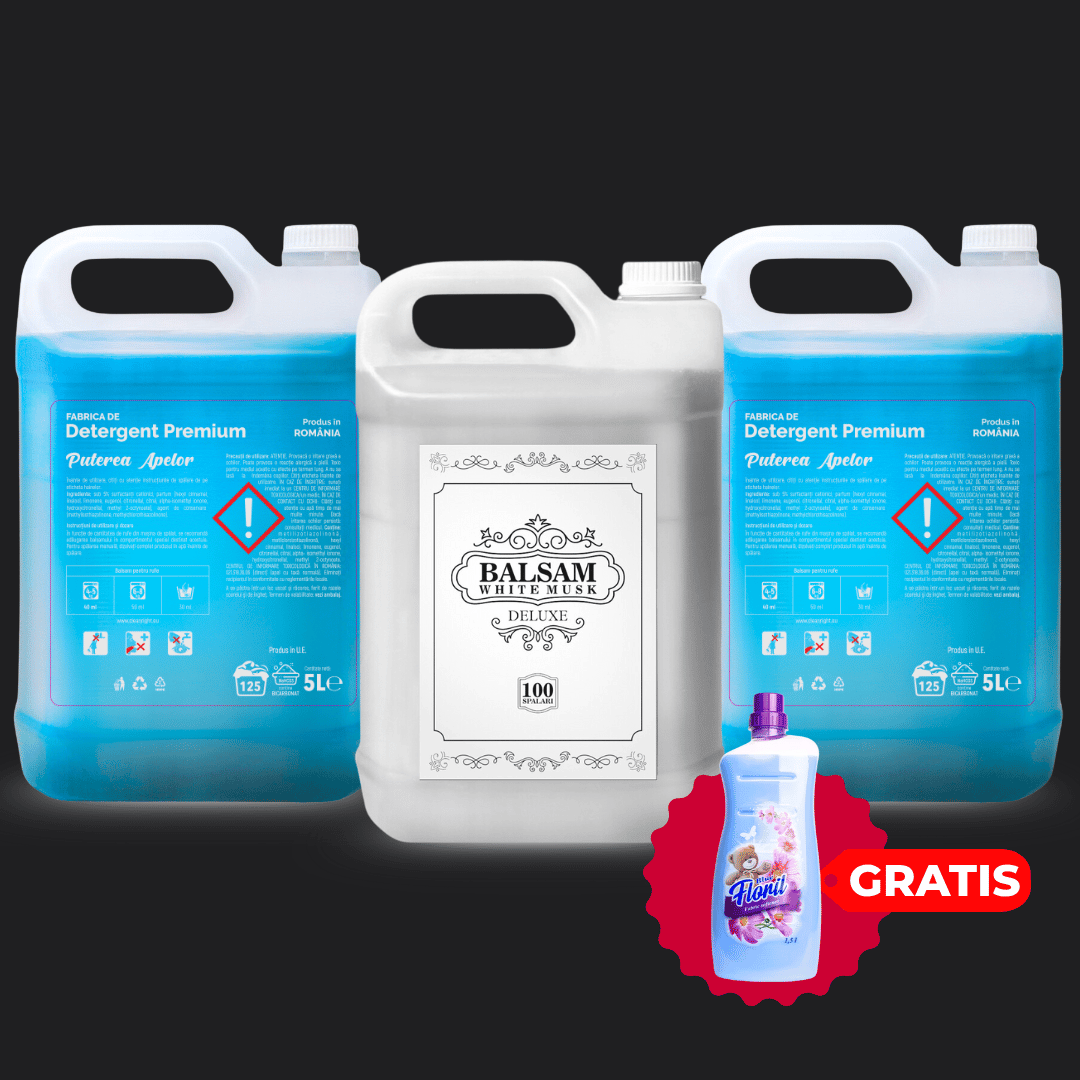 Pachetul cu 2x Detergent Puterea Apelor + 1x Balsam White Musk Deluxe