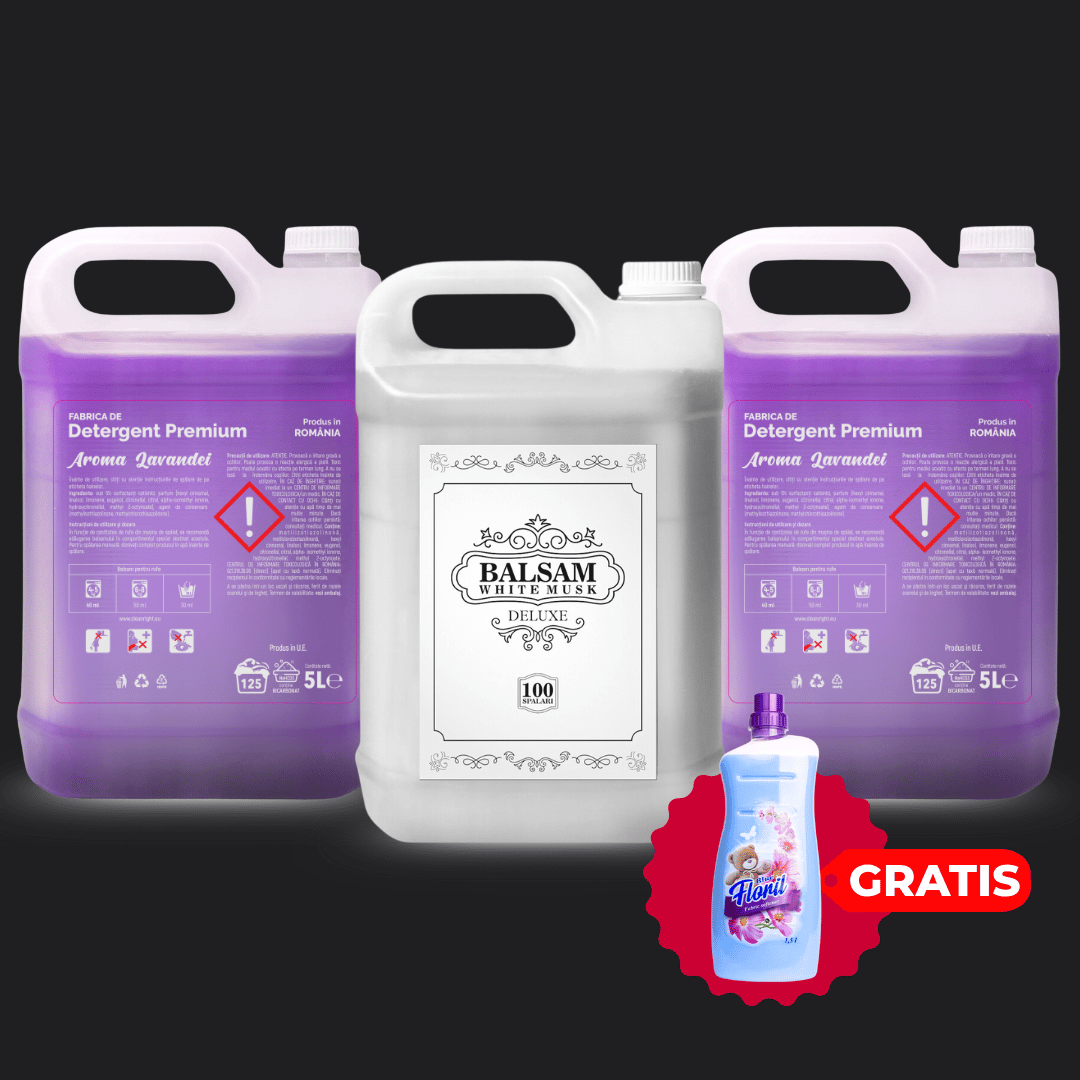 Pachetul cu 2x Detergent Aroma Lavandei + 1x Balsam White Musk Deluxe
