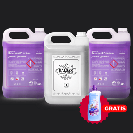Pachetul cu 2x Detergent Aroma Lavandei + 1x Balsam White Musk Deluxe
