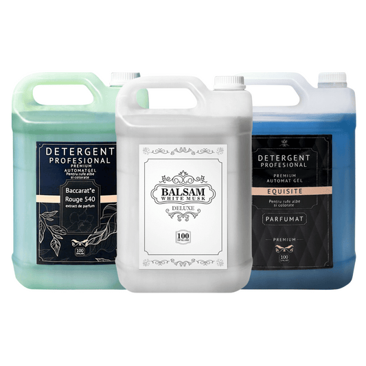 Pachetul cu 2x Detergent Profesional Equisite + Baccarat + 1x Balsam White Musk Deluxe