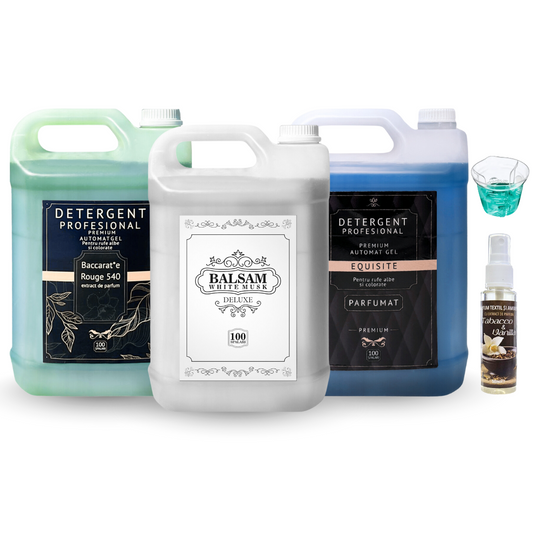 Pachetul cu 1x Detergent Profesional Equisite + 1x Detergent Profesional Baccarat + 1x Balsam White Musk Deluxe