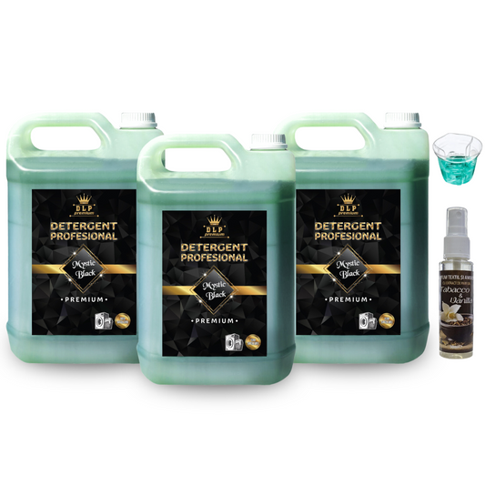 Pachetul cu 3x Detergent Profesional Mystic Black + 1x Parfum de rufe Tabacco Vanilla