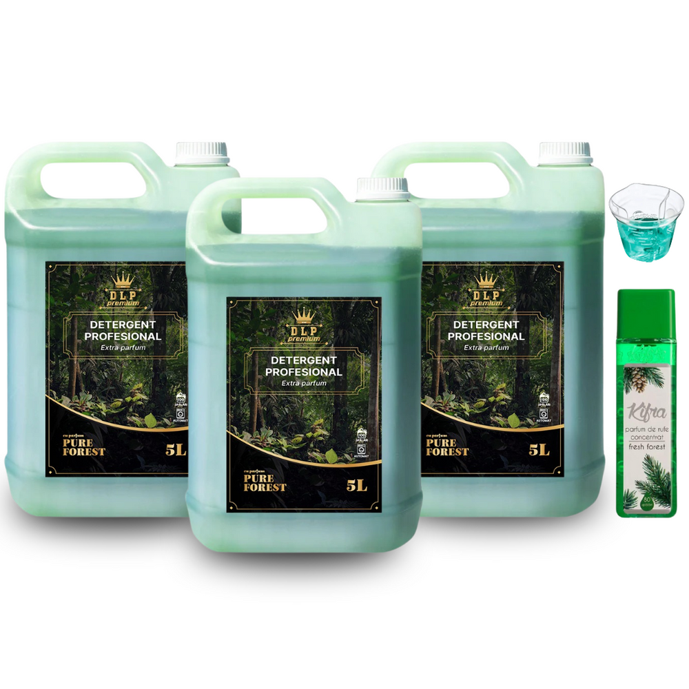 Pachetul cu 3x Detergent Profesional Pure Forest + 1x Parfum de rufe Fresh Forest