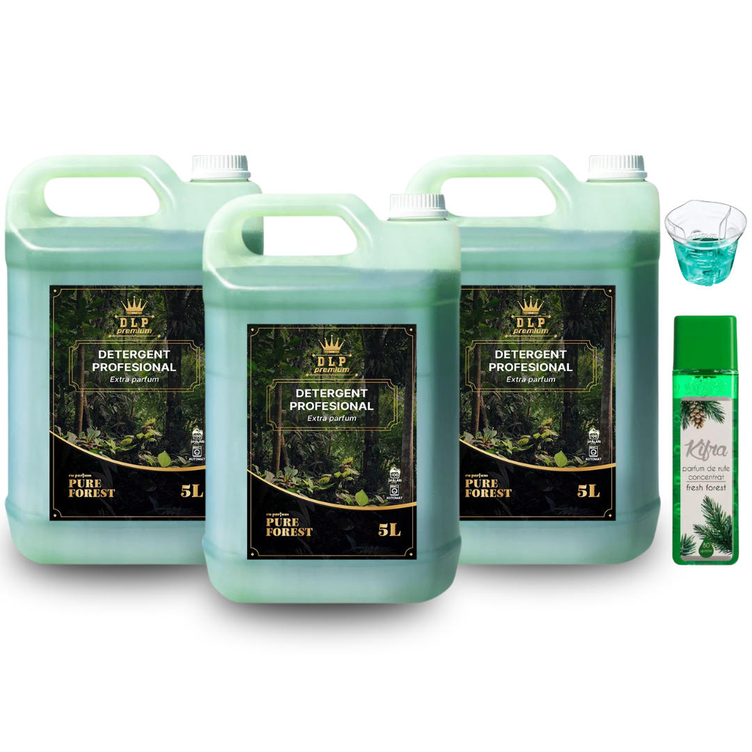 Pachetul cu 3x Detergent Profesional Pure Forest + 1x Parfum de rufe Fresh Forest