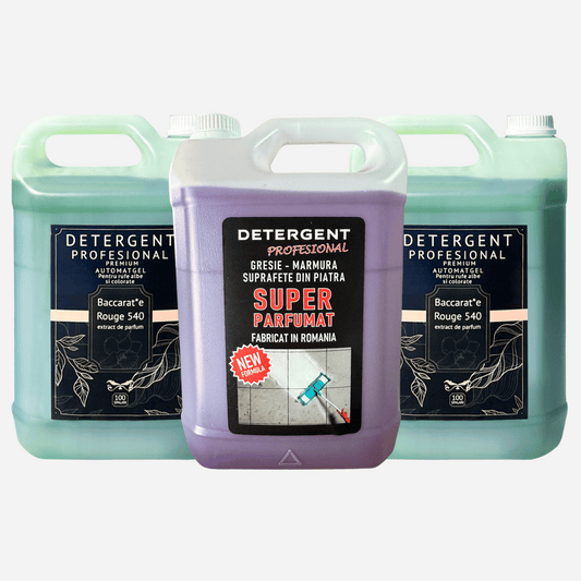 Pachet 2x Detergent Profesional Premium Automat Gel- / Baccarat 5L + 1x Detergent Profesional- Suprafete