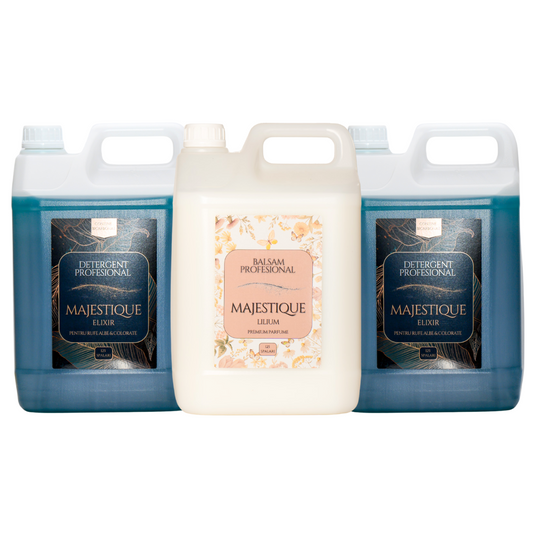 Pachet Profesional Majestique – 2x Detergent Majestique Elixir 5L +1x Balsam Majestique Lilium 5L