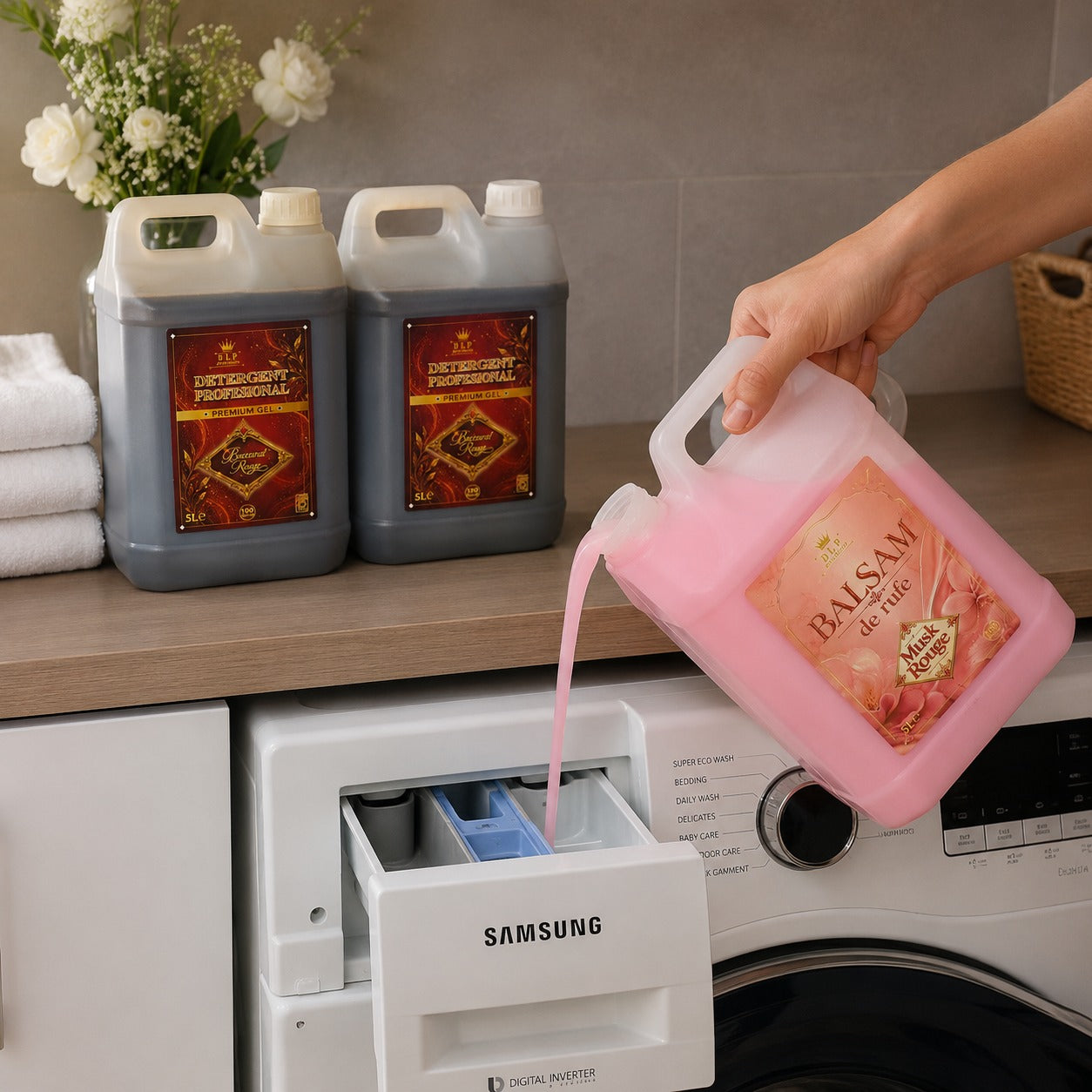 NOU: Pachetul 2 x Detergent Profesional Baccarat Rouge + 1x Balsam Musk Rouge