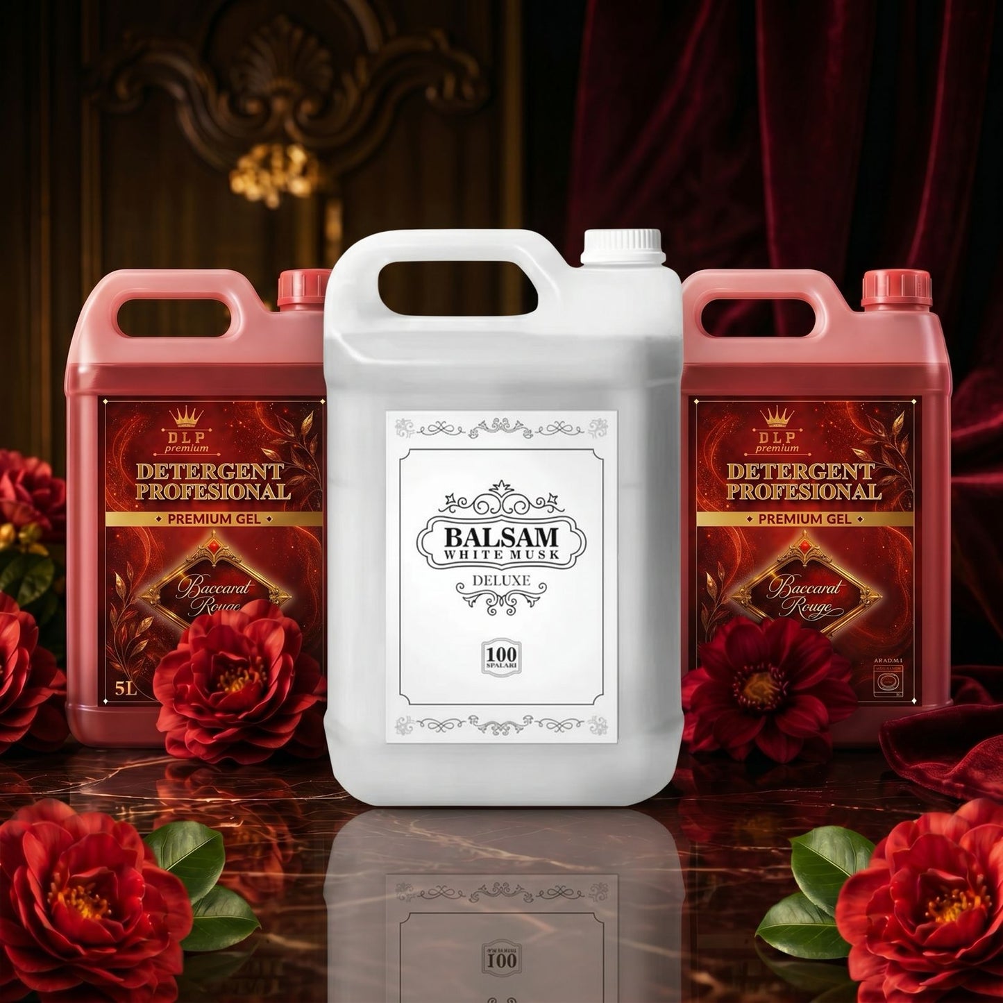 NOU: Pachetul 2 x Detergent Profesional Baccarat Rouge + 1x Balsam White Musk Deluxe