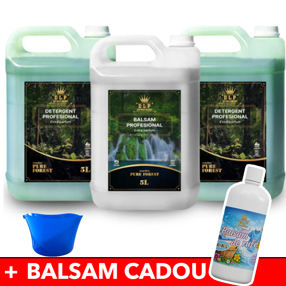 Pachetul cu 2x Detergent Profesional Pure Forest + 1x Balsam Profesional Pure Forest + 1x Balsam cu Miros de Primavara